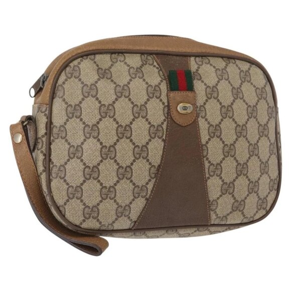 Gucci Handbags - GUCCI GG Supreme Web Sherry Line Bag PVC Beige Brown